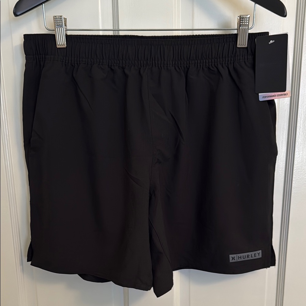 Hurley Black Athletic Shorts Lightweight Elastic Waist